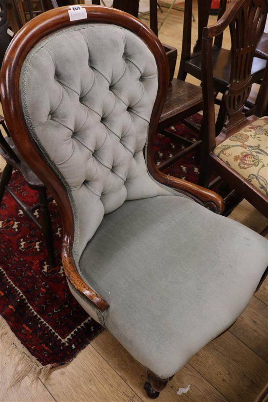 A Victorian mahogany buttoned back nursing chair